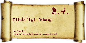 Mihályi Adony névjegykártya